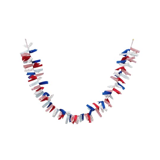 6ft. Red, White & Blue Fabric Mix Garland by Celebrate It™